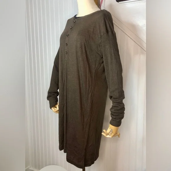 RALPH LAUREN Brown Long Sleeve Henley Dress Size XL NWT with flaw